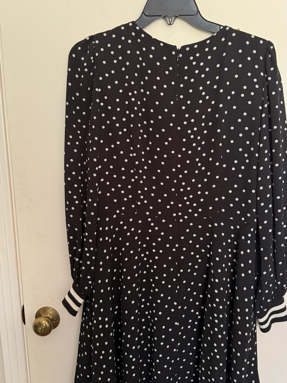 Vince Camuto Black and White Polka Dot Long Sleeve Dress